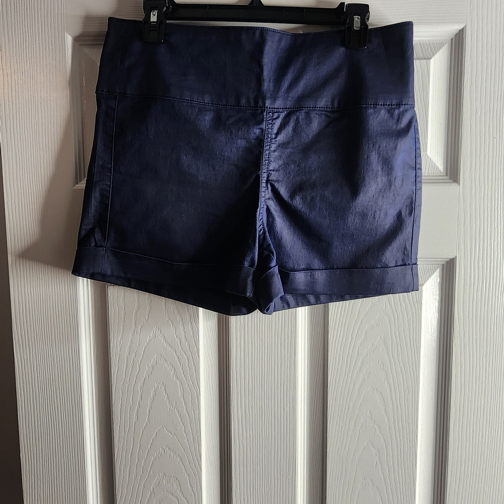 Elegant High Waist Navy Women's Shorts